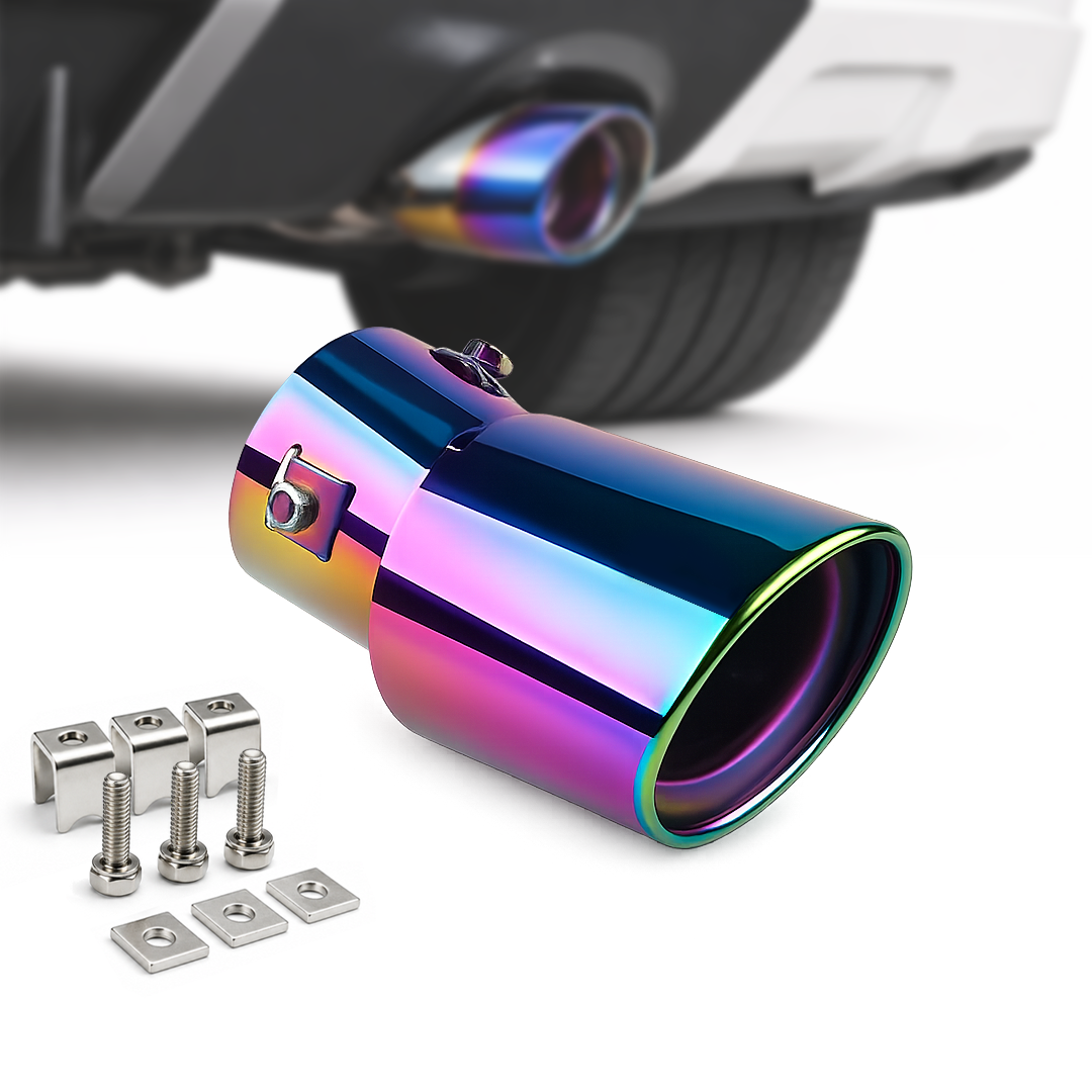 Mikanix Stainless Steel Burnt-Look Oval Exhaust Tip Universal Muffler Silencer End Pipe with Fitting Kit, Anti-Rust Car Tail Pipe