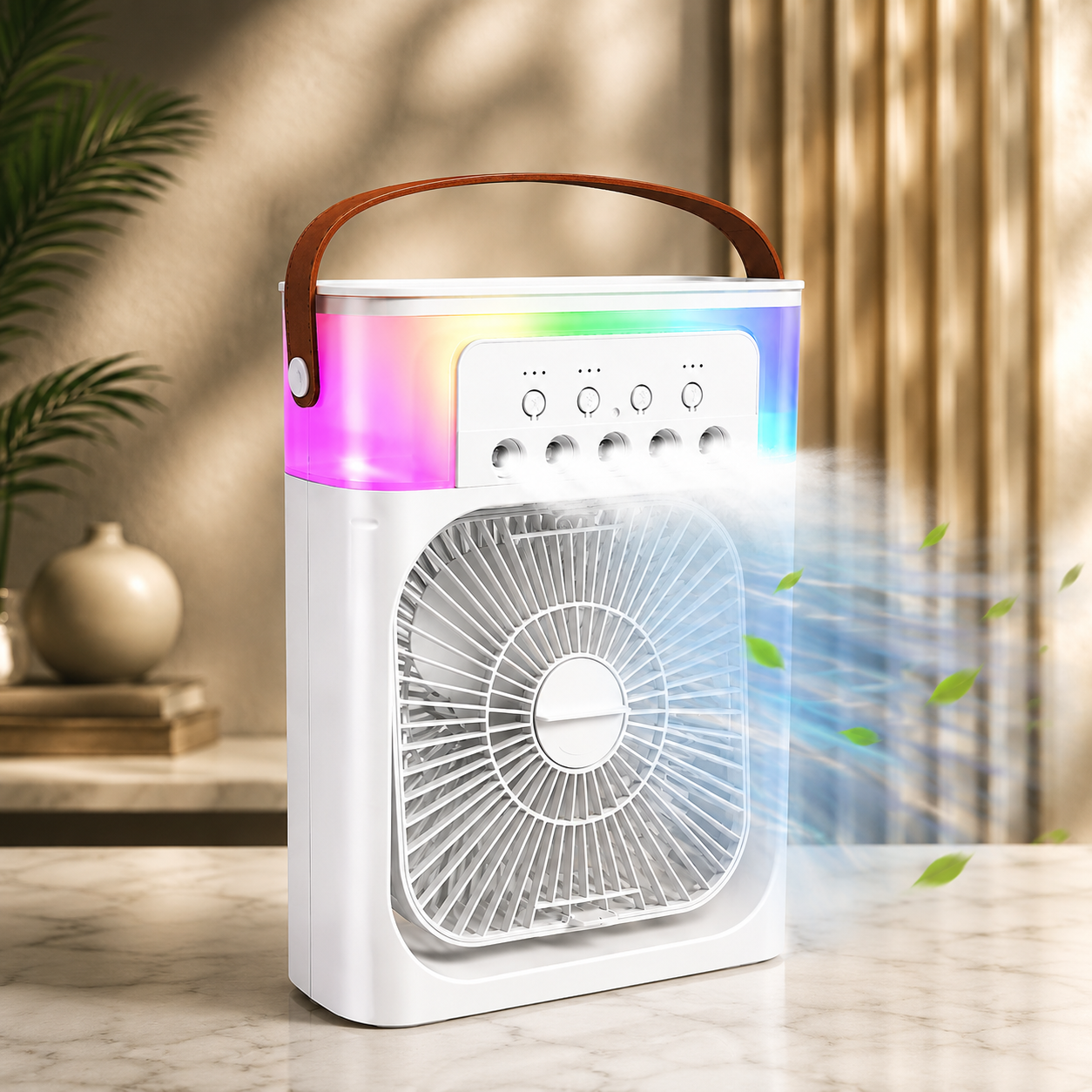 Mikanix Mini Cooler Fan for Room, Kitchen, Home & Office Desk | USB Cable, 3 Wind Speed Mode With Cooling Misting Fan