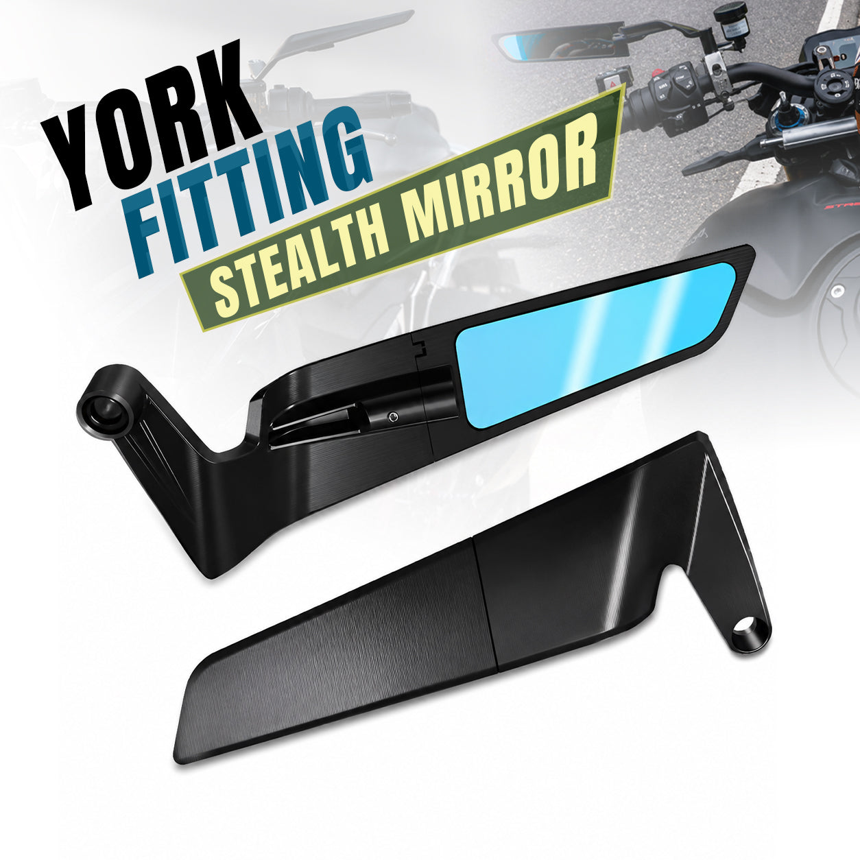 MIKANIX Bike Rear View Side Handle Bar York Nut Fitting Mirror | Stealth Convex Glass Mirror For All Motorcycle