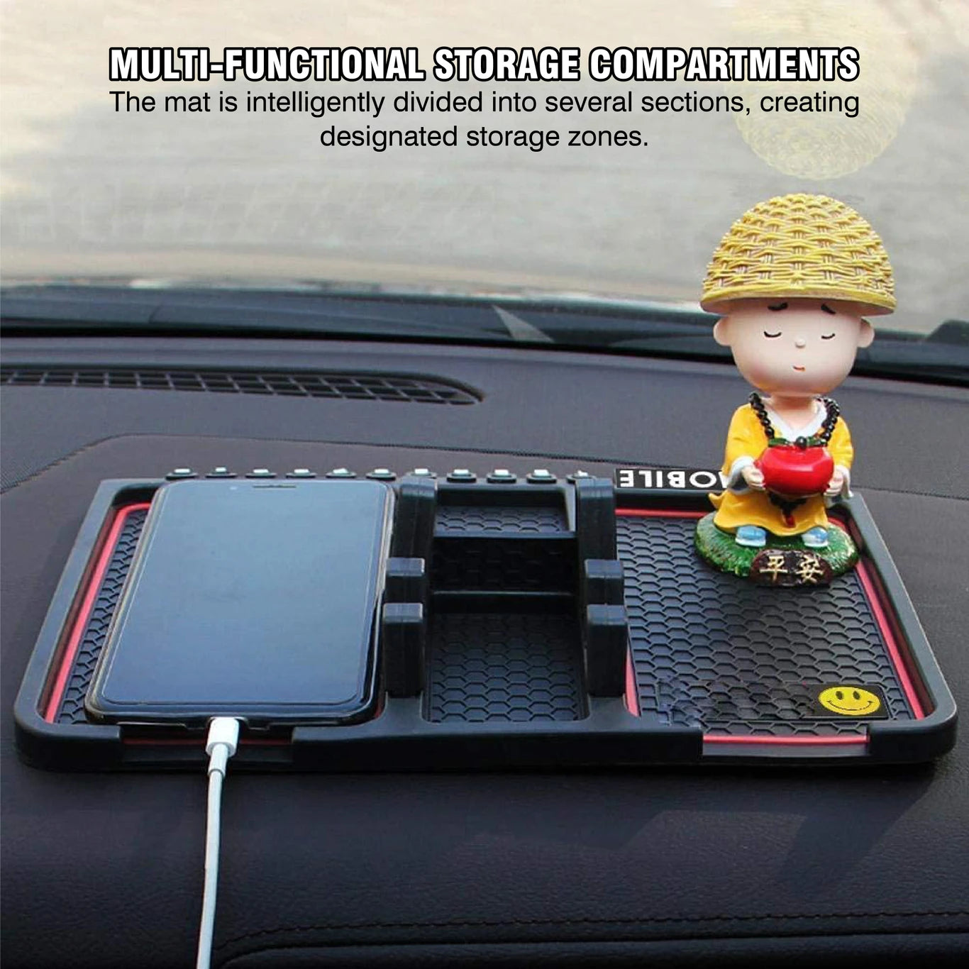 BRXR Car Mobile Holder for Dashboard, Anti-slip (Black)
