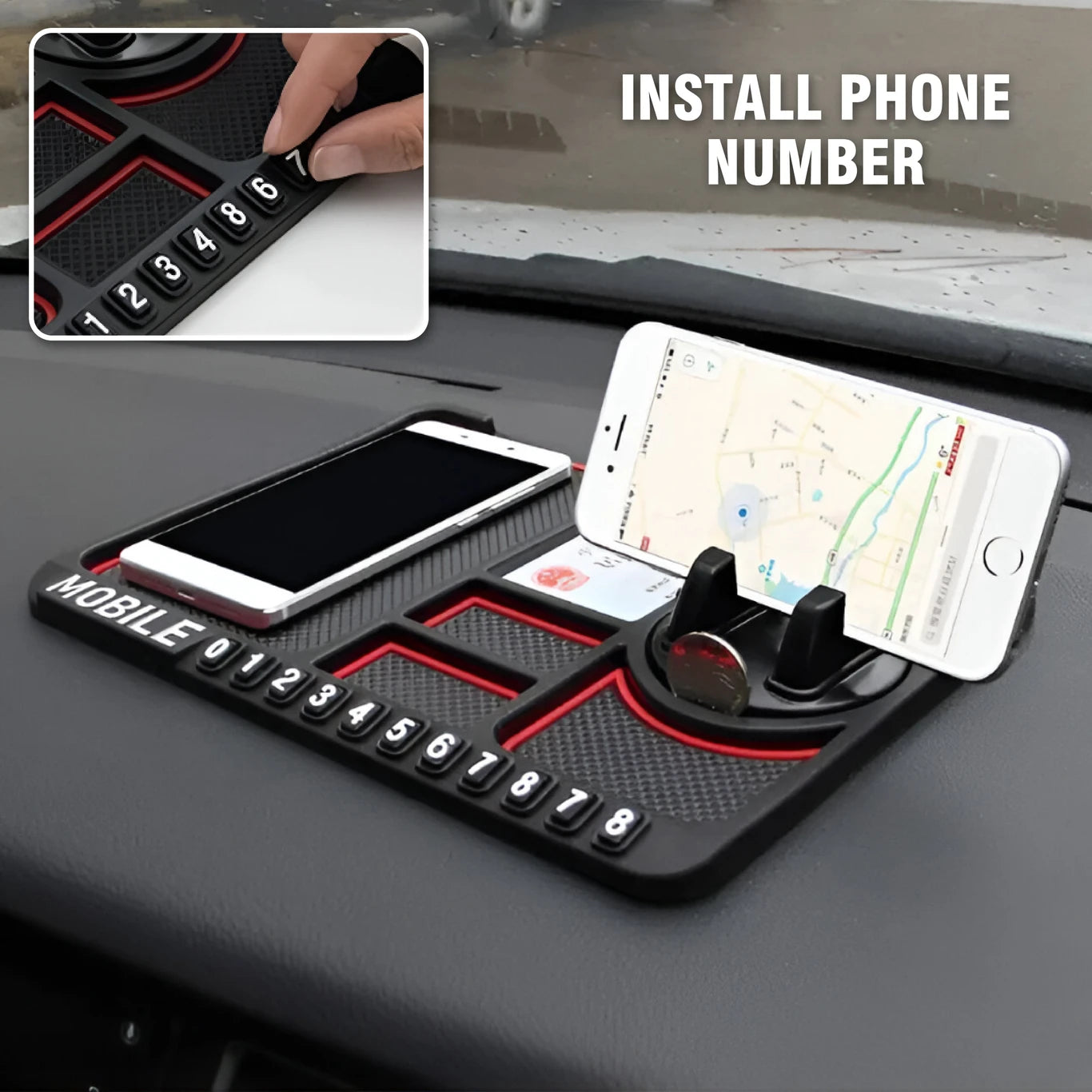 BRXR Car Mobile Holder for Dashboard, Anti-slip (Black)