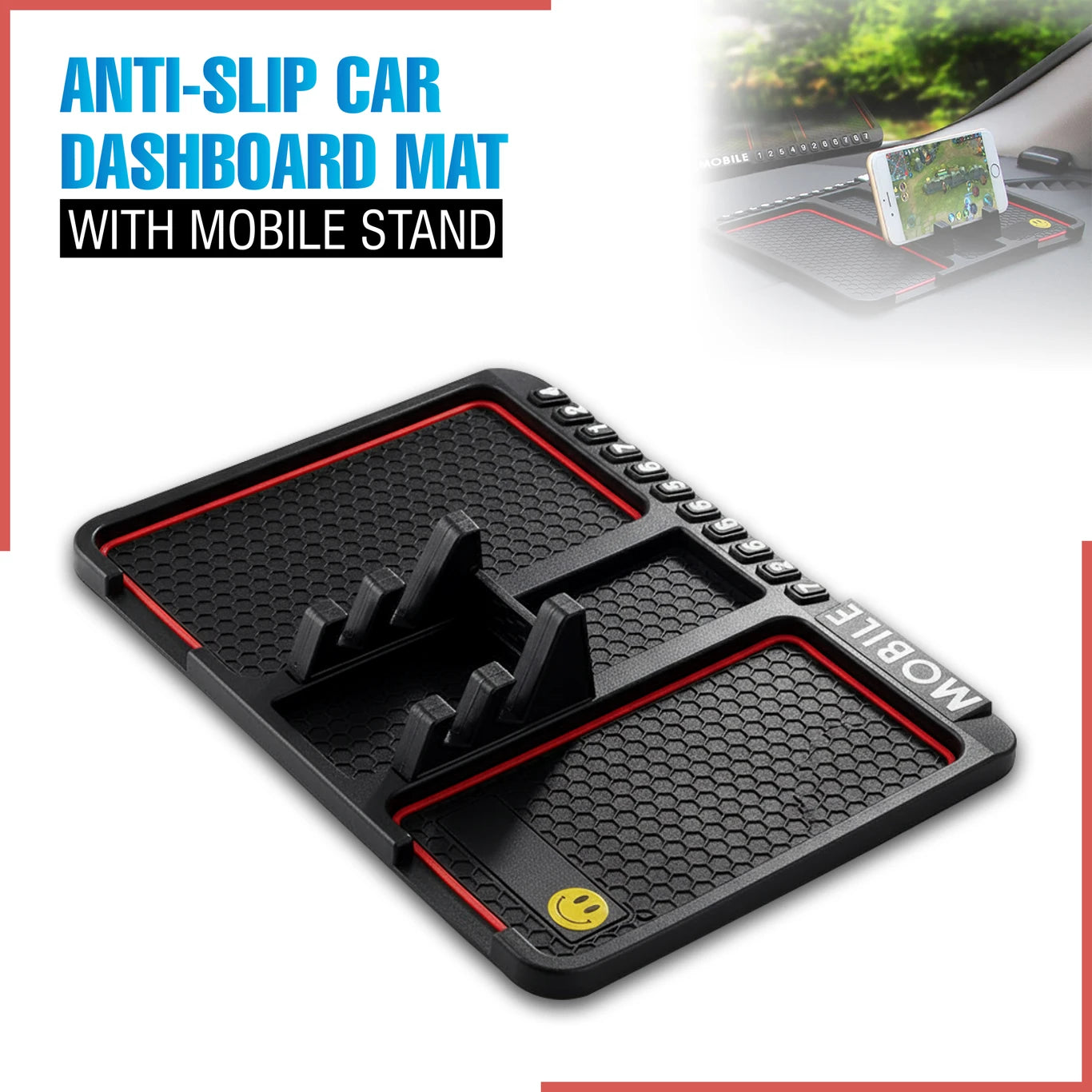 BRXR Car Mobile Holder for Dashboard, Anti-slip (Black)