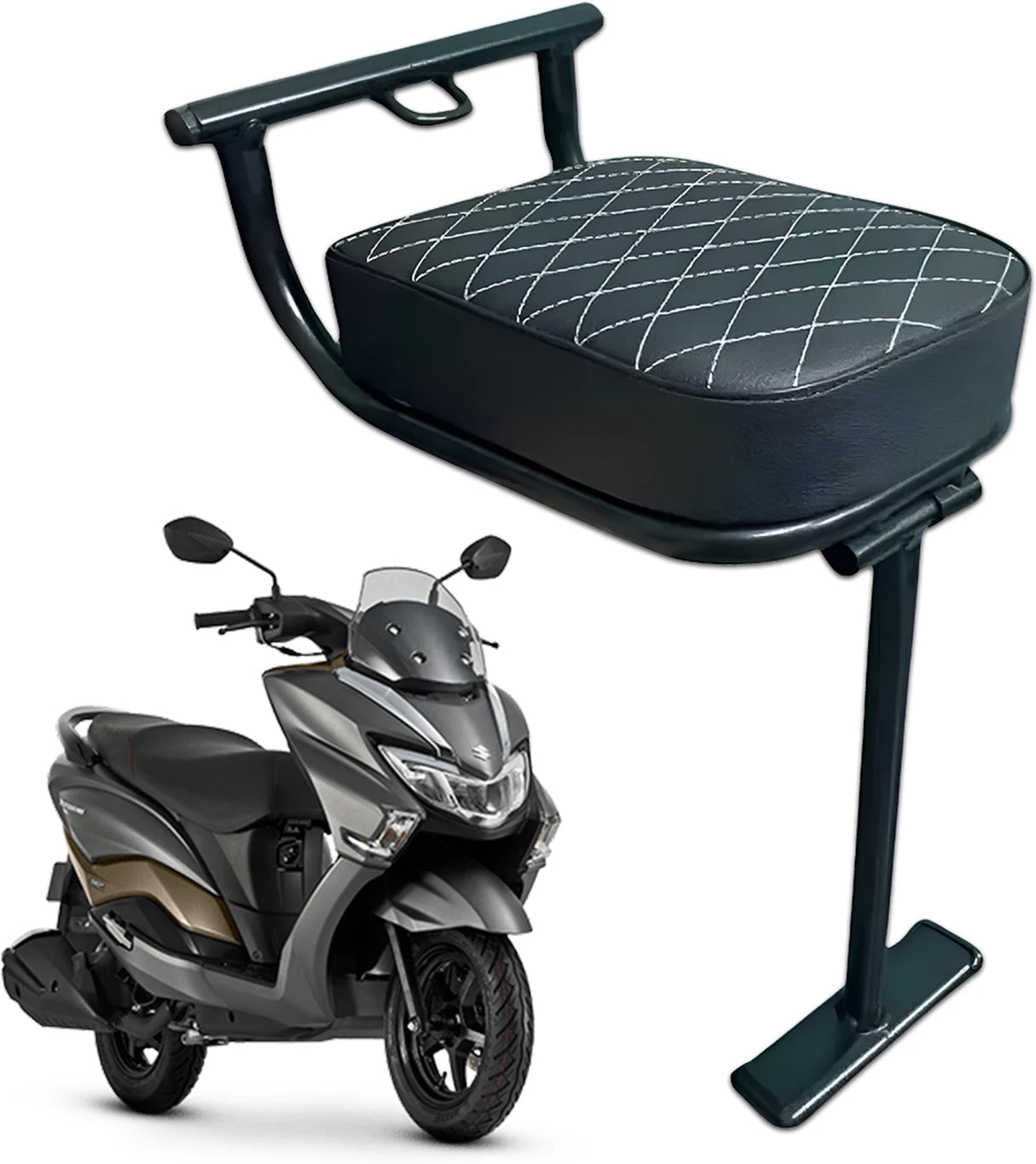 BRXR Baby Seat for Scooty | Foldable | Safety & Comfort Ride Single Bike Seat Cover For Suzuki Burgman