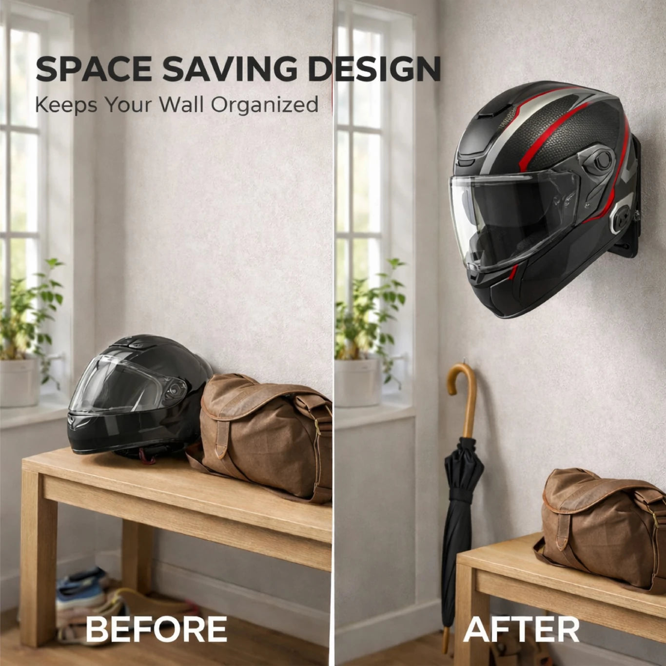 BRXR Bike Helmet Metal Wall Hanger | Holder Organize For Home, Garage & Office Helmet Mount