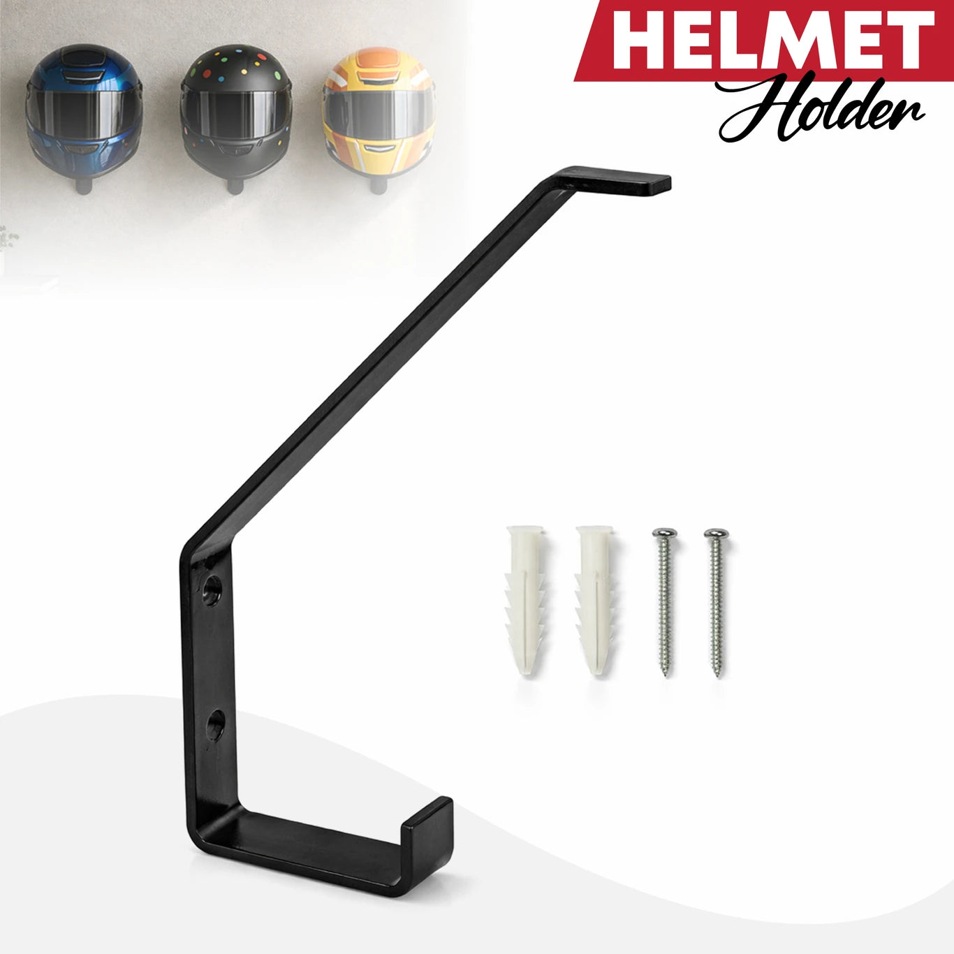 BRXR Bike Helmet Metal Wall Hanger | Holder Organize For Home, Garage & Office Helmet Mount