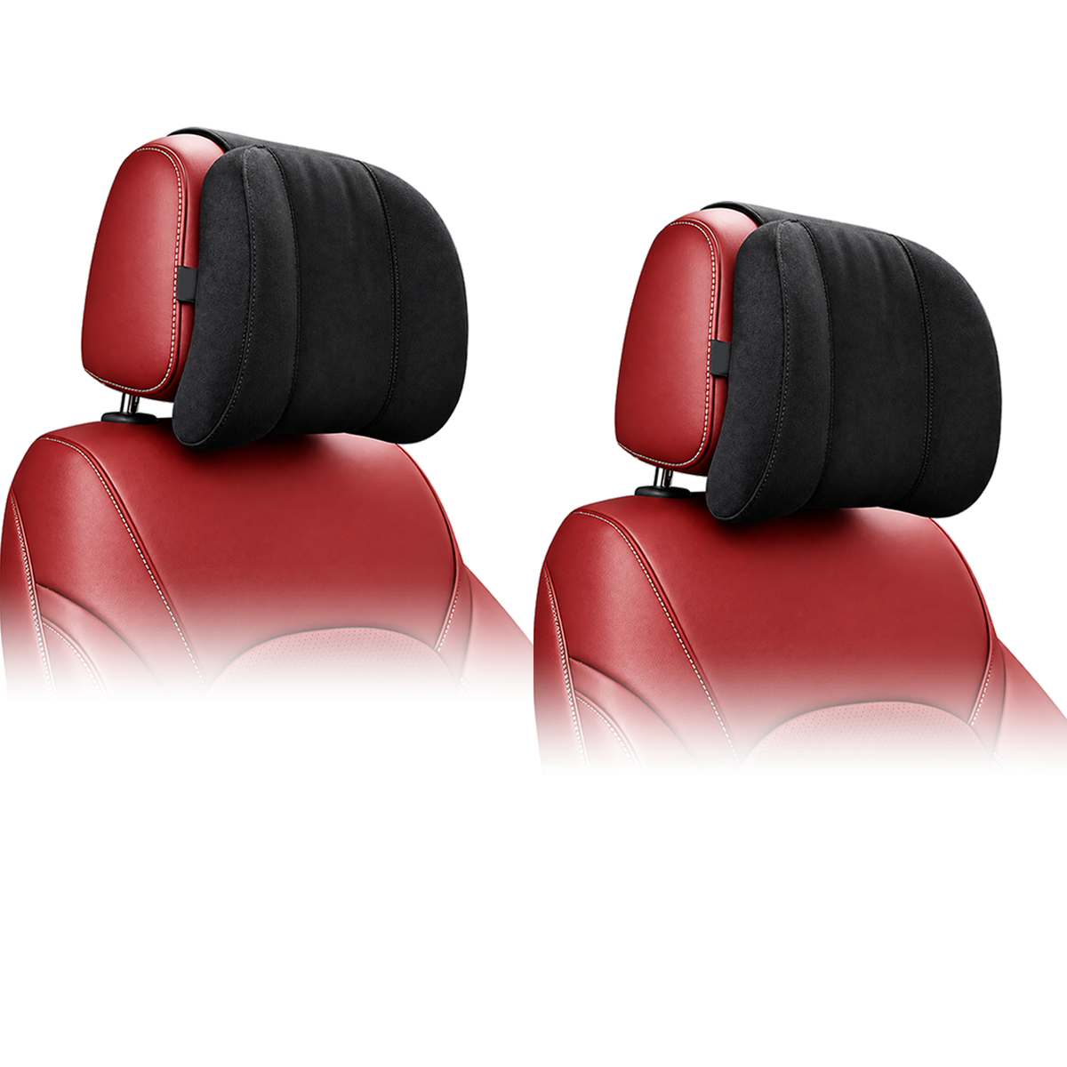 MIKANIX Car Headrest Pillow | Polyfill Fiber Cotton Neck/Head Support Cushion | Ergonomic Travel Headrest | Comfortable Car Seat Pillow | Breathable Soft Cover | Universal Fit (Black)