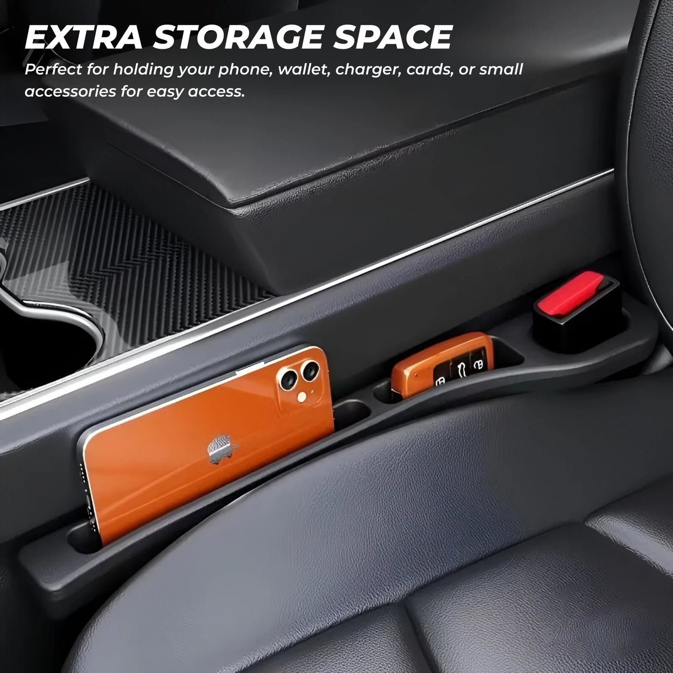 BRXR Car Seat Gap Filler Organizer | Universal Fit | Car Phone Holder & Storage Car Side Seat Catcher (1 L)