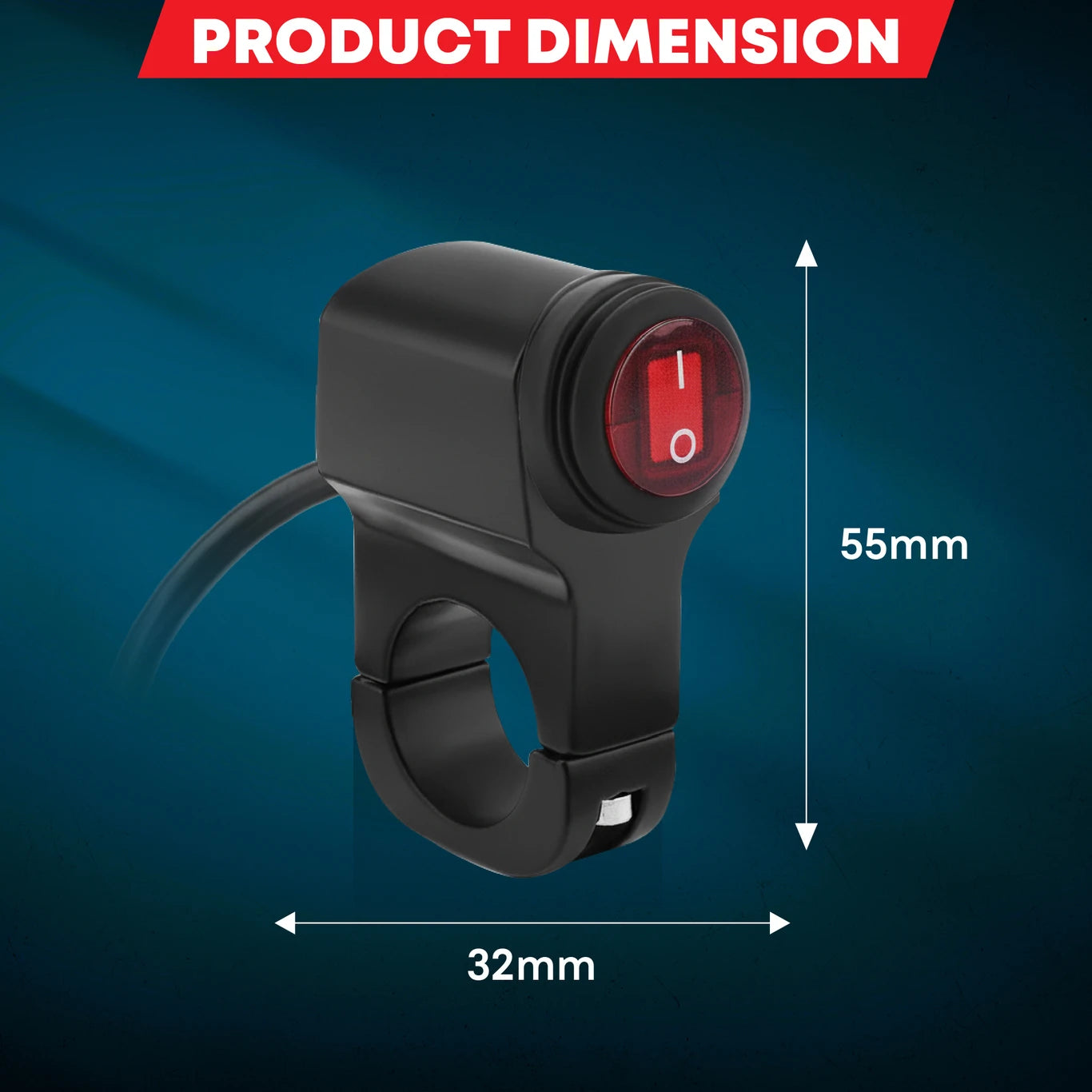 BRXR Universal Motorbike On/Off Switch with Cable for Fog Lights, Horn, Hazard Handle Bar Grip For Universal For Bike Universal For Bike (Pack of 1)