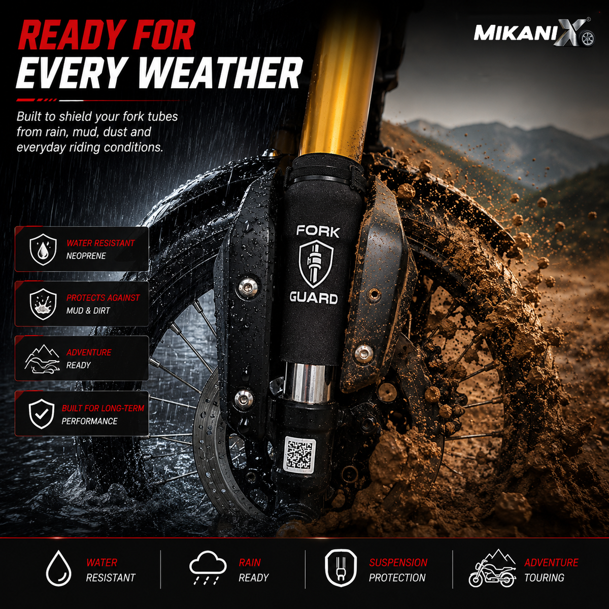 MIKANIX Universal Bike Front Shocker Fork Seal Covers | Protect Suspension Forks from Dust, Dirt, Water & Debris | Extend Shocker Life & Ensure Smooth Performance for All Motorcycle