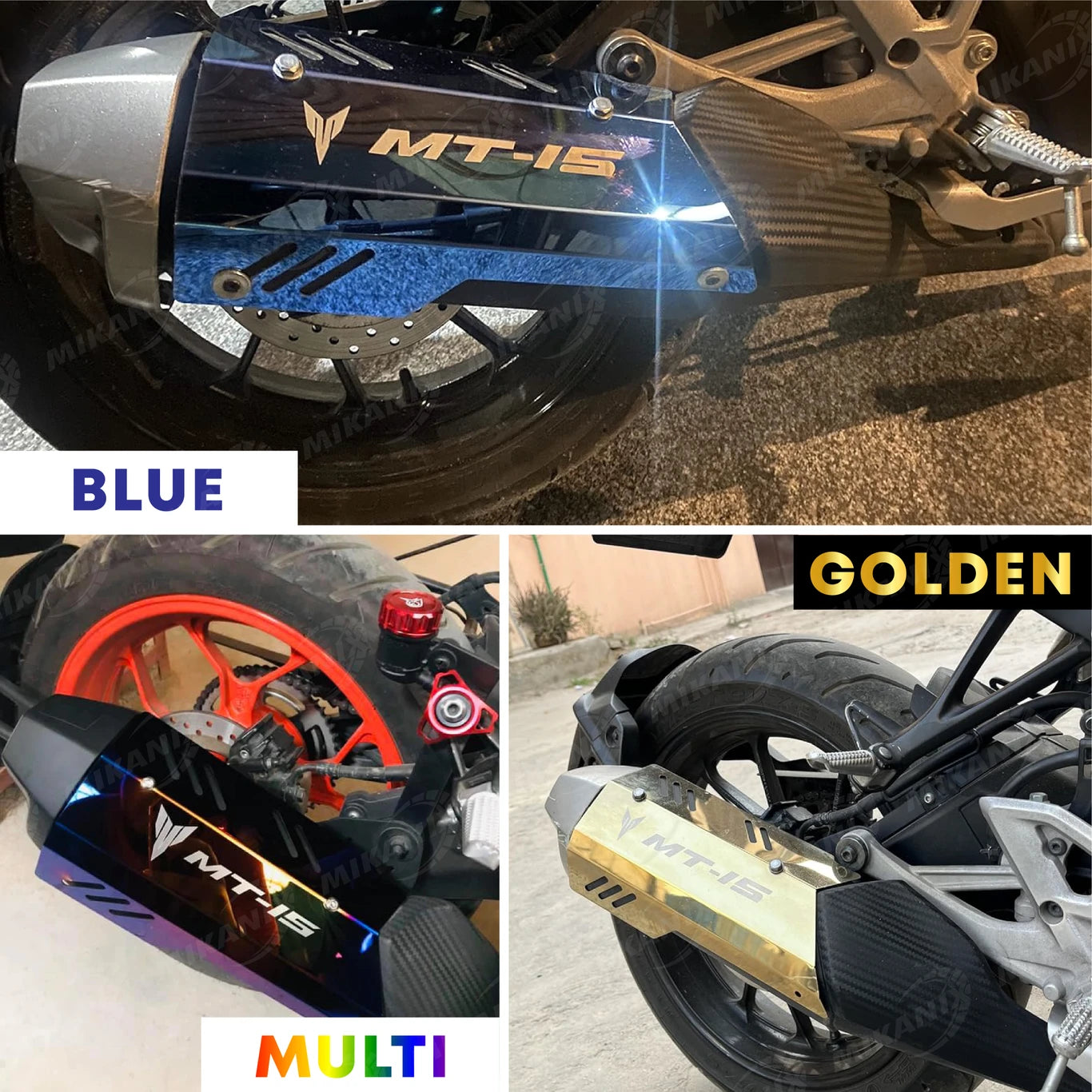 BRXR Premium MT 15 V1 & V2 Exhaust Cover | Silencer Protector Cover Golden Bike Exhaust Heat Shield