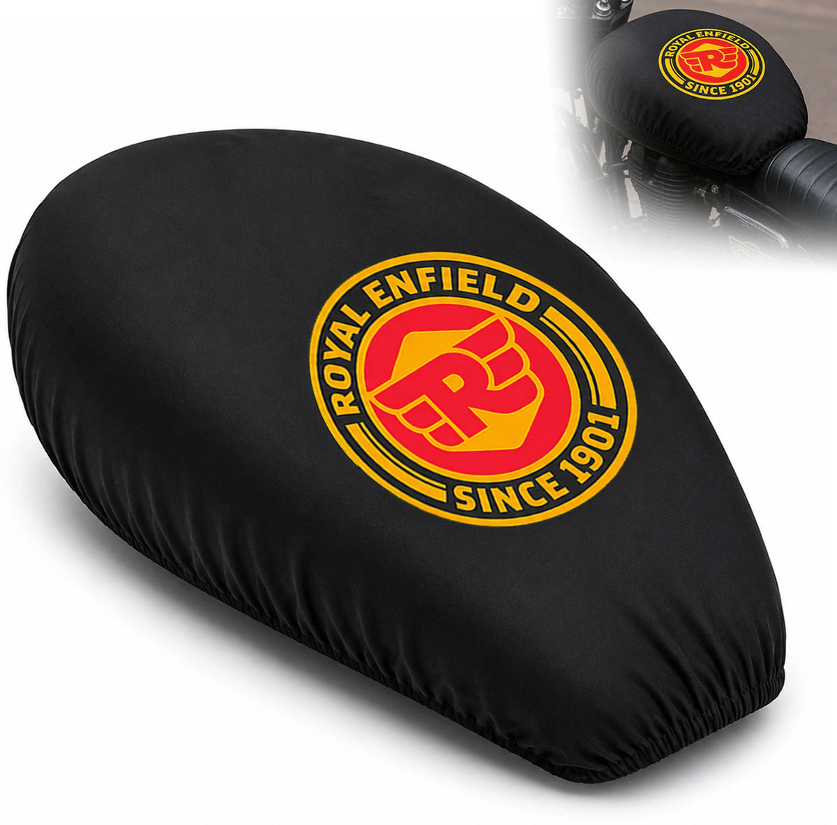 MIKANIX Royal Enfield Bike Tank Cover | Fuel Tank Protector | Premium Nylon | Black Strap Royal Enfield Universal For Bike Bike Tank Cover