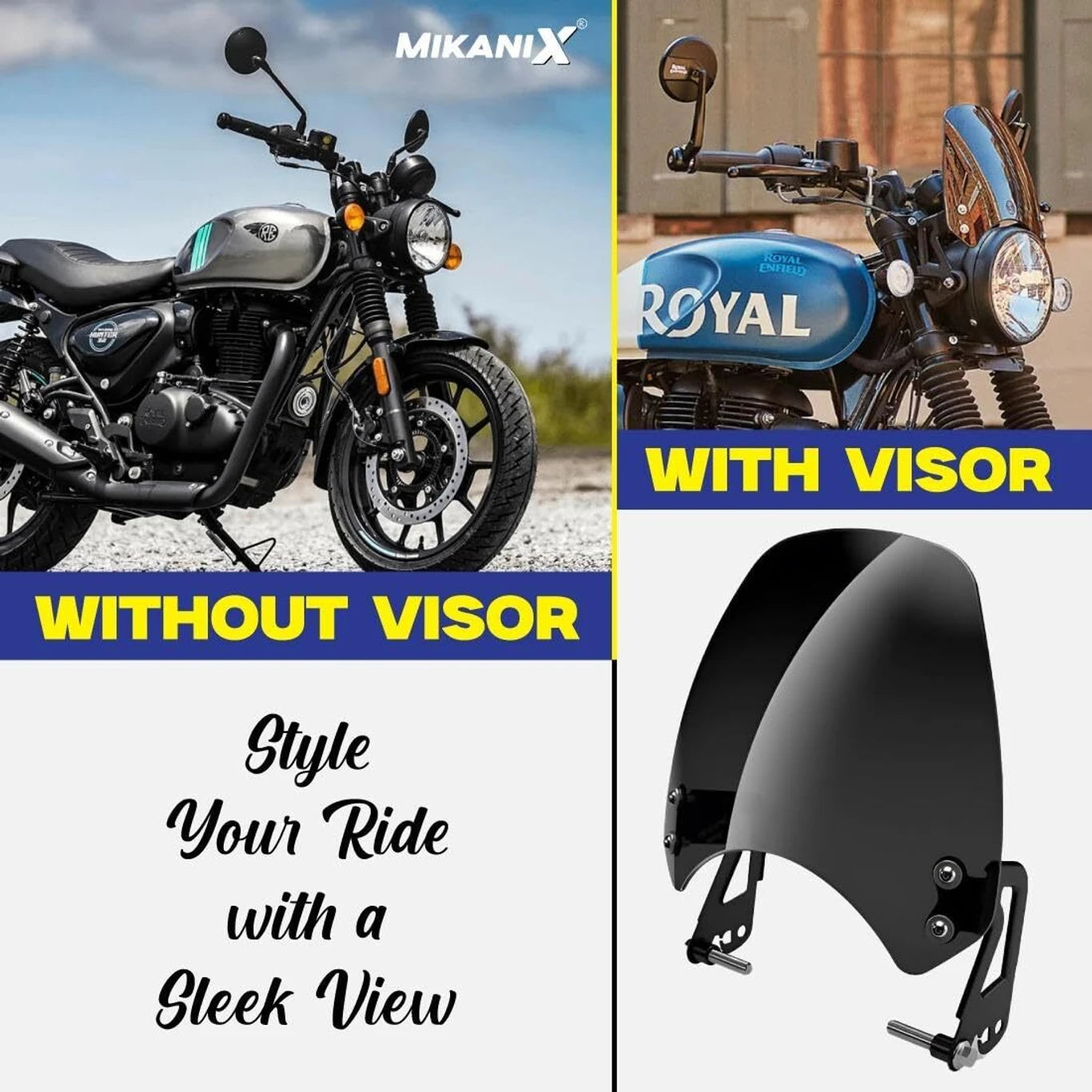 BRXR Unbreakable Headlight Windshield Glass Visor Compatible With Hunter 350 Bike Fairing Kit