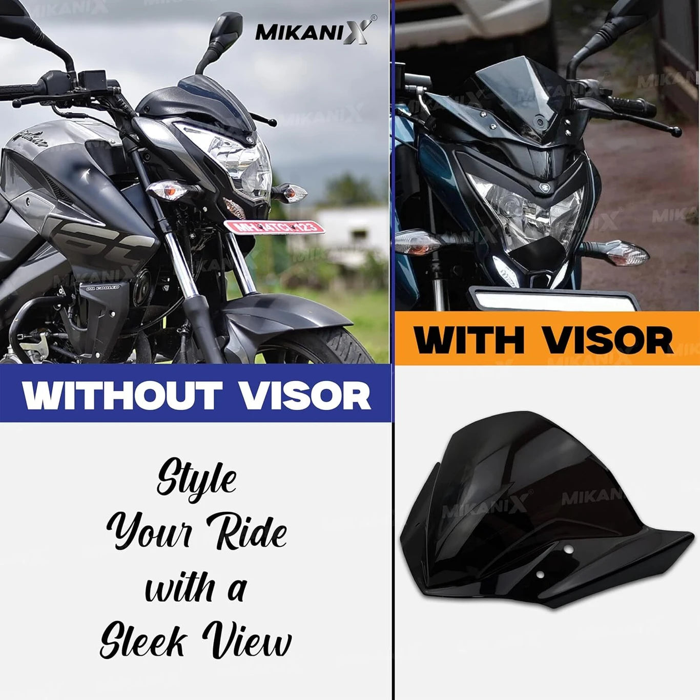 BRXR Universal Big Headlight Visor / Wind Deflector Compatible All Bikes & scooties Bike Headlight Visor