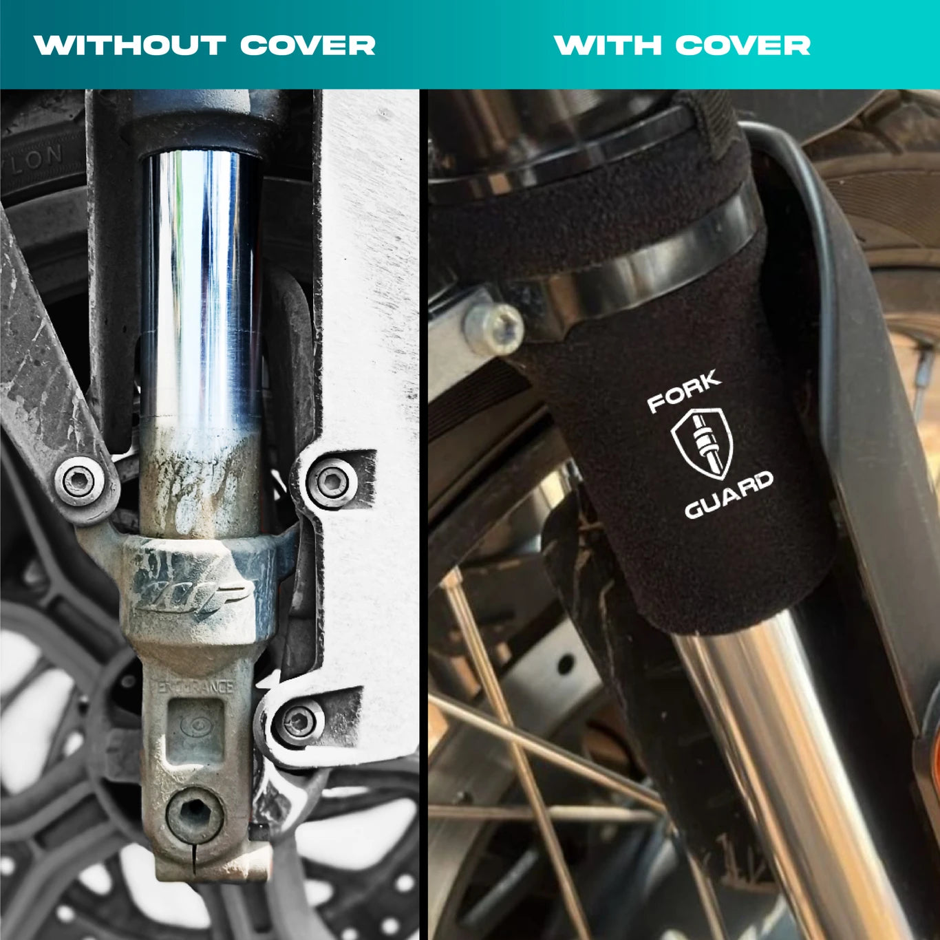 BRXR Universal Motorcycle Front Fork Seal Covers | Black Waterproof Fabric, Dust Bike Clutch Cover